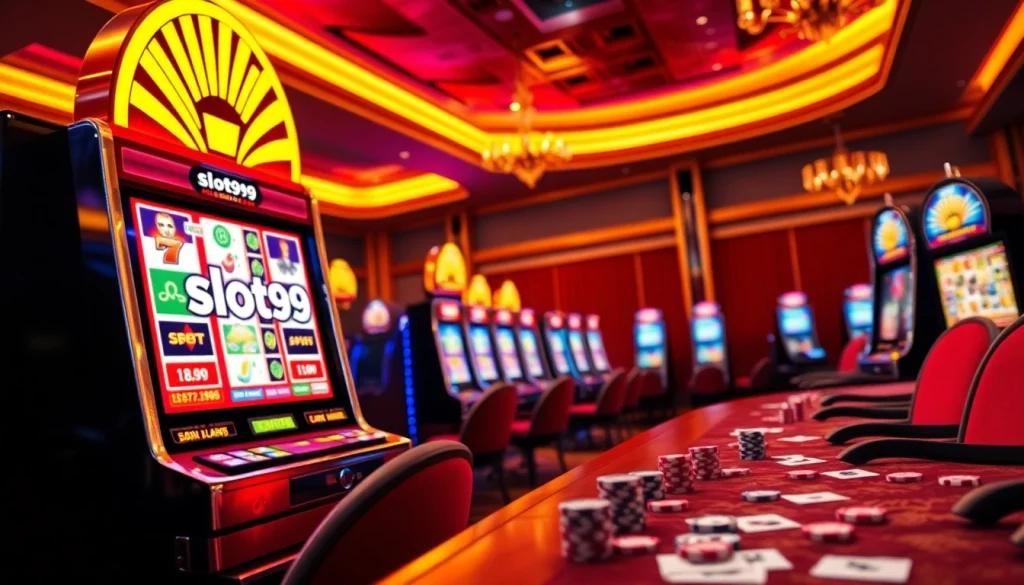 Experience the excitement of slot99 with stunning slot machines and warm gaming ambiance.