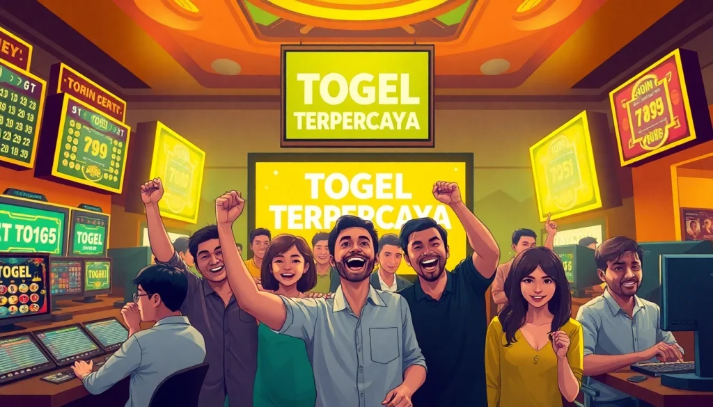 Explore the thrill of playing on a TOGEL TERPERCAYA platform with excited players and vibrant displays.