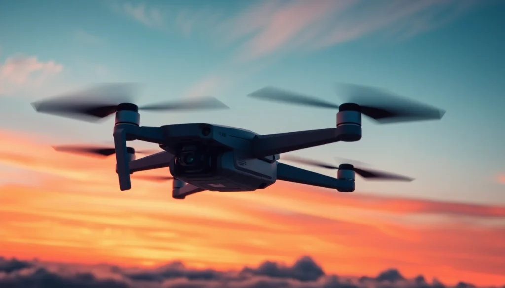 Capture the F168 drone in flight against a stunning sunset, highlighting its advanced technology and design.