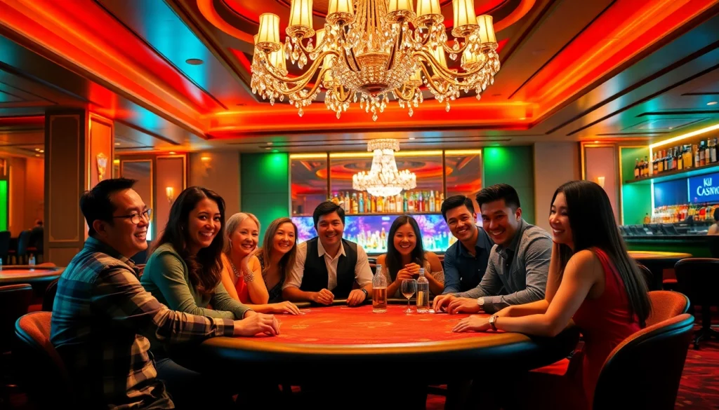 Experience excitement at Ku Casino, where players celebrate thrilling wins at poker tables.