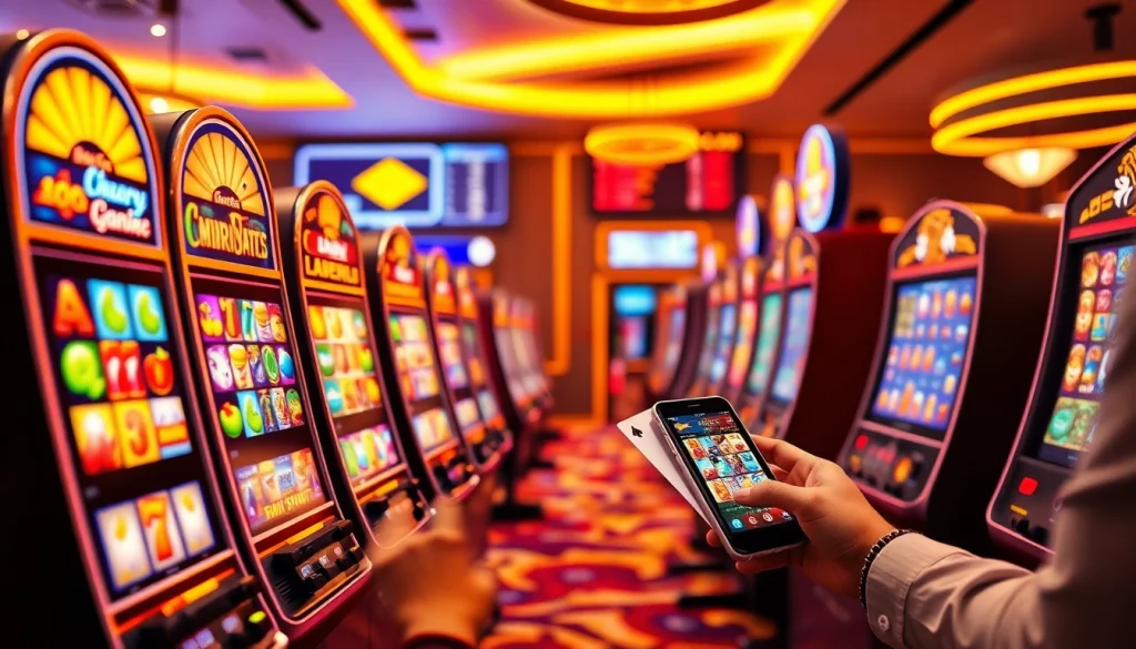 Experience the thrill of สล็อต with modern, vibrant slot machines featuring dynamic symbols and colors.