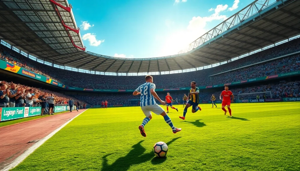 Experience a thrilling football match with CakhiaTV at https://cakhiatvn.net, featuring players in vibrant action.