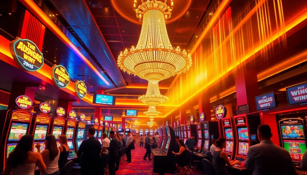 Experience the excitement at ausvegas casino with players enjoying thrilling table games and slot machines.