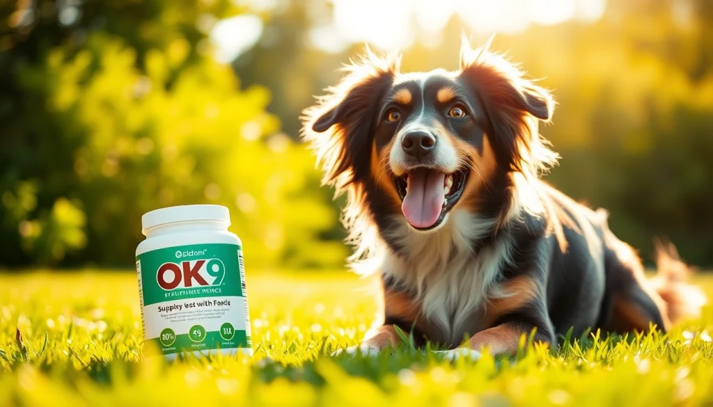 A joyful dog playing in the sun, highlighting the benefits of OK9 wellness supplements for vibrant health.